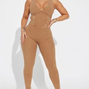 Fashion Nova Andrea mineral wash rib jumpsuit